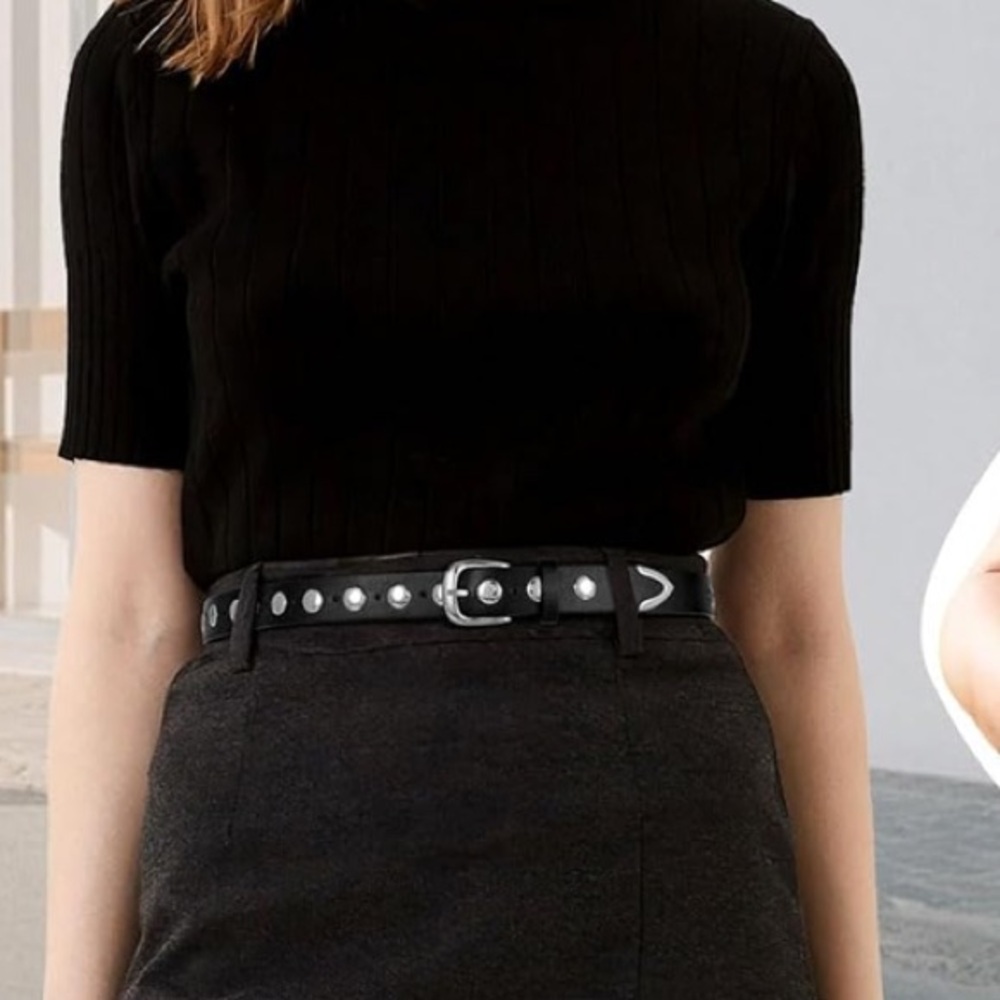 Faux Leather Studded Belt